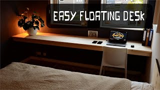 DIY Floating Desk  EASY Affordable Home Office [upl. by Kentigera840]