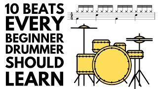 10 Drum Beats EVERY Beginner Drummer Should Learn  Sheet Music [upl. by Lunsford]