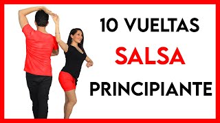 10 VUELTAS de SALSA para PRINCIPIANTES 🔥💃 [upl. by Euqinommod287]