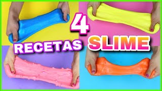 4 RECETAS PARA HACER SLIME  SLIME FÁCIL Y SIN BÓRAX  NatyGloss [upl. by Phonsa465]