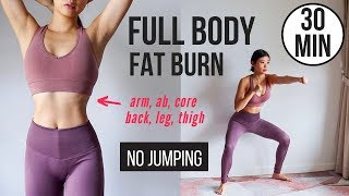 30 min Full Body Fat Burn HIIT NO JUMPING  Ab Core Arm Back Leg Thigh amp Cardio  Emi [upl. by Meagan]