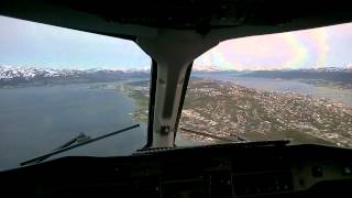 Approach and landing in Tromsø  North Norway  cockpit view  SAAB 340 [upl. by Yderf]