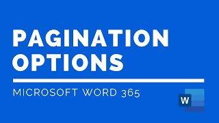 Word Tutorial Pagination Options [upl. by Llenyl]