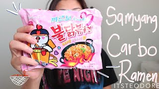 Ramen Review  Samyang Carbo Spicy Ramen Limited Edition 까르보 불닭볶음면 [upl. by Aicenra]