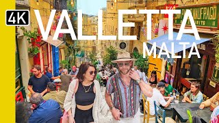 VALLETTA MALTA  UNESCO World Heritage City l 4K Walk [upl. by Cis]