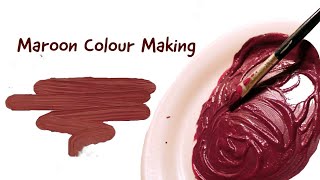 Maroon Colour Making  How to make Maroon Colour  Acrylic Colour Mixing  Almin Creatives [upl. by Aihsemak673]