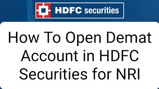 How to Open Online Demat Account in India for NRI  How to Open NRENRO Account in HDFC Bank hdfc [upl. by Lustick707]