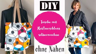 DIY  Tasche mit Reißverschluss selbermachen  ohne Nähen [upl. by Adnamas]