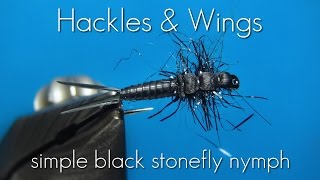 Fly Tying Simple Black Stonefly Nymph  Hackles amp Wings [upl. by Grounds]