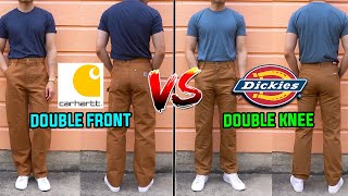 Which Is BETTER  Carhartt Double Front VS Dickies Double Knee Work Pants Review  Comparison [upl. by Giliane]