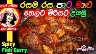 ✔රසම පාට මාළු තෙලට මිරිසටපොල් කිරි නැතුව Spicy colored fish curry by Apé Amma Paata Paata Maalu [upl. by Eluk714]