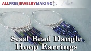 DIY Seed Bead Dangle Hoop Earrings [upl. by Pallaten]