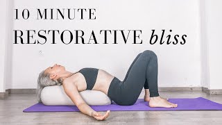 RESTORATIVE YOGA WITH BOLSTER  restorative yoga 10 minutes [upl. by Gerius]