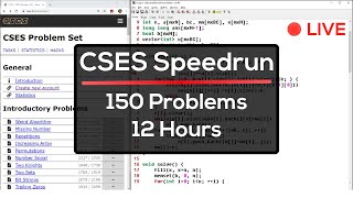 Solving CSES Problemset 12 Hour Livestream 150 coding problems [upl. by Paley]