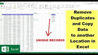 Remove Duplicates and Copy Data to another location in Excel [upl. by Lilhak]