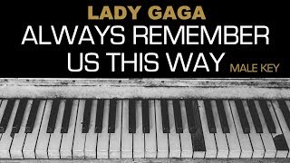 Lady Gaga  Always Remember Us This Way Karaoke Acoustic Piano Cover Instrumental Lyrics MALE KEY [upl. by Chappelka]