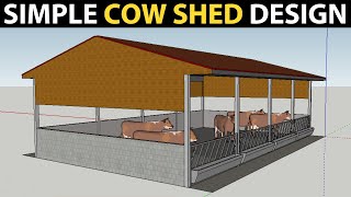 SIMPLE COW SHED DESIGN for 10 Cows  Small Dairy Farm Plans and Designs  Cow barn Ideas [upl. by Aikkin]