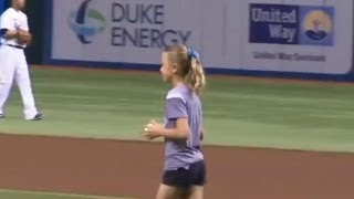 First Pitch Ends in Big Surprise for Soldiers Daughter [upl. by Nnorahs]