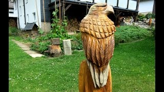 Von der Wurzel zum Adler made by Larscarving Wood chainsaw carving eagle sculpture [upl. by Hulen968]