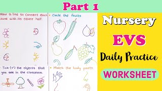 Nursery EVS Worksheets । EVS Worksheet for Nursery Class । Kindergarten । Nursery Syllabus  Part 1 [upl. by Accire365]