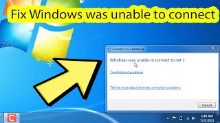 Windows was unable to connect wifi windows 7 Laptop and Desktop [upl. by Boleyn]