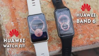 HUAWEI Band 6 vs HUAWEI Watch Fit  Full Review Comparison [upl. by Nnybor97]