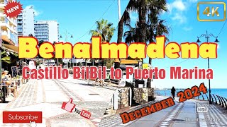 Benalmadena Promenade  walking tour  December 2024  Malaga  Spain  4k [upl. by Leffert]