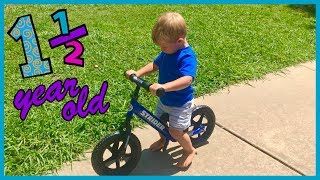 Kids Strider Bike  18 Month Old Riding Balance Bike  Review [upl. by Acissj58]