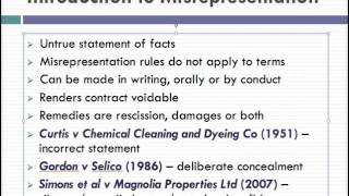 Misrepresentation Lecture 1 of 4 [upl. by Putnam]