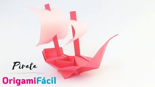 Cómo hacer un barco PIRATA de papel fácil  Origami [upl. by Sabina404]