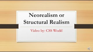 NeorealismStructural Realism Theories of IR [upl. by Innis]