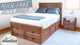 Platform Bed With TONS of Storage  Woodworking Project [upl. by Mariko]