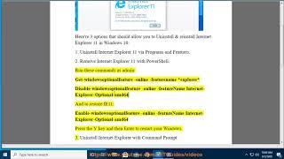 Uninstall amp reinstall Internet Explorer 11 in Windows 10 [upl. by Orlene]