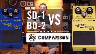 BOSS Super SD1 Overdrive vs BD2 Blues Driver  Comparison  Better Music [upl. by Benedic]