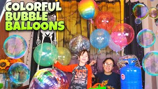 Inflating Colorful Bubble Bobo Balloons LED Party Helium amp Air Filled Balloon Comparison DISCO BALL [upl. by Polak]