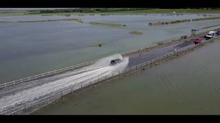 Mersea Island The Strood High Tide by drone car gets stuck 140 [upl. by Yendis]