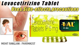 Levocetirizine dihydrochloride tablets ip 5mg  UsesSide effectsDose and precautions  In Hindi [upl. by Siloum]