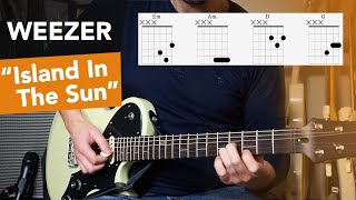 Weezer quotIsland In The Sunquot guitar lesson ALL parts  SOLO [upl. by Oinotnaesoj524]