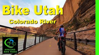 15 Minute Virtual Bike Ride  Moab  Goose Island Trail  Utah  Cycling Workout  Travel Video [upl. by Orlena81]