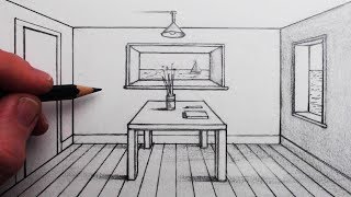 How to Draw a Room in 1Point Perspective for Beginners [upl. by Laris925]