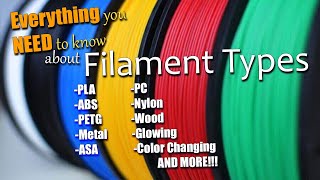 All the Different 3d printing Filaments Explained [upl. by Regen]