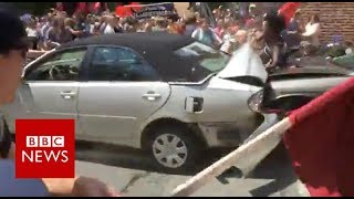 Car rams into crowd of people at Charlottesville rally  BBC News [upl. by Farrica]