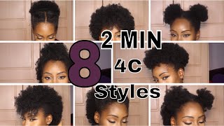 8 SUPER QUICK HAIRSTYLES ON SHORT 4C HAIR [upl. by Naret]