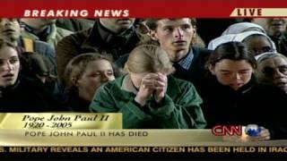 CNN Flashback to 2005 Pope John Paul II dies [upl. by Ayalat]