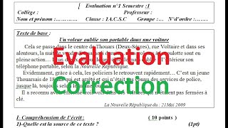 Cours de français  Évaluation 1 Période 1  Correction [upl. by Adnuhser]