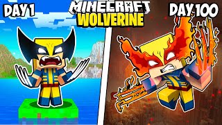 I Survived 100 Days as WOLVERINE in Minecraft [upl. by Ahsaele144]