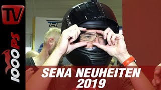 Motorradhelm Headup Display  SENA gibt Ausblick in die Zukunft  Neuheiten 2019 [upl. by Aseela636]