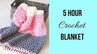 5 Hour Crochet Blanket Fast and Easy [upl. by Aihsoem]