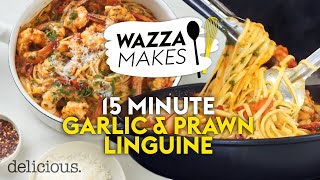 15 Minute Garlic amp Prawn Linguine Pasta Recipe  delicious Australia [upl. by Schulz]