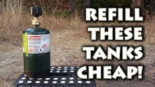 HOW TO REFILL Coleman Propane 1lb Fuel Cylinder Canister Tanks Bottles DIY For DIRT CHEAP [upl. by Nuncia]